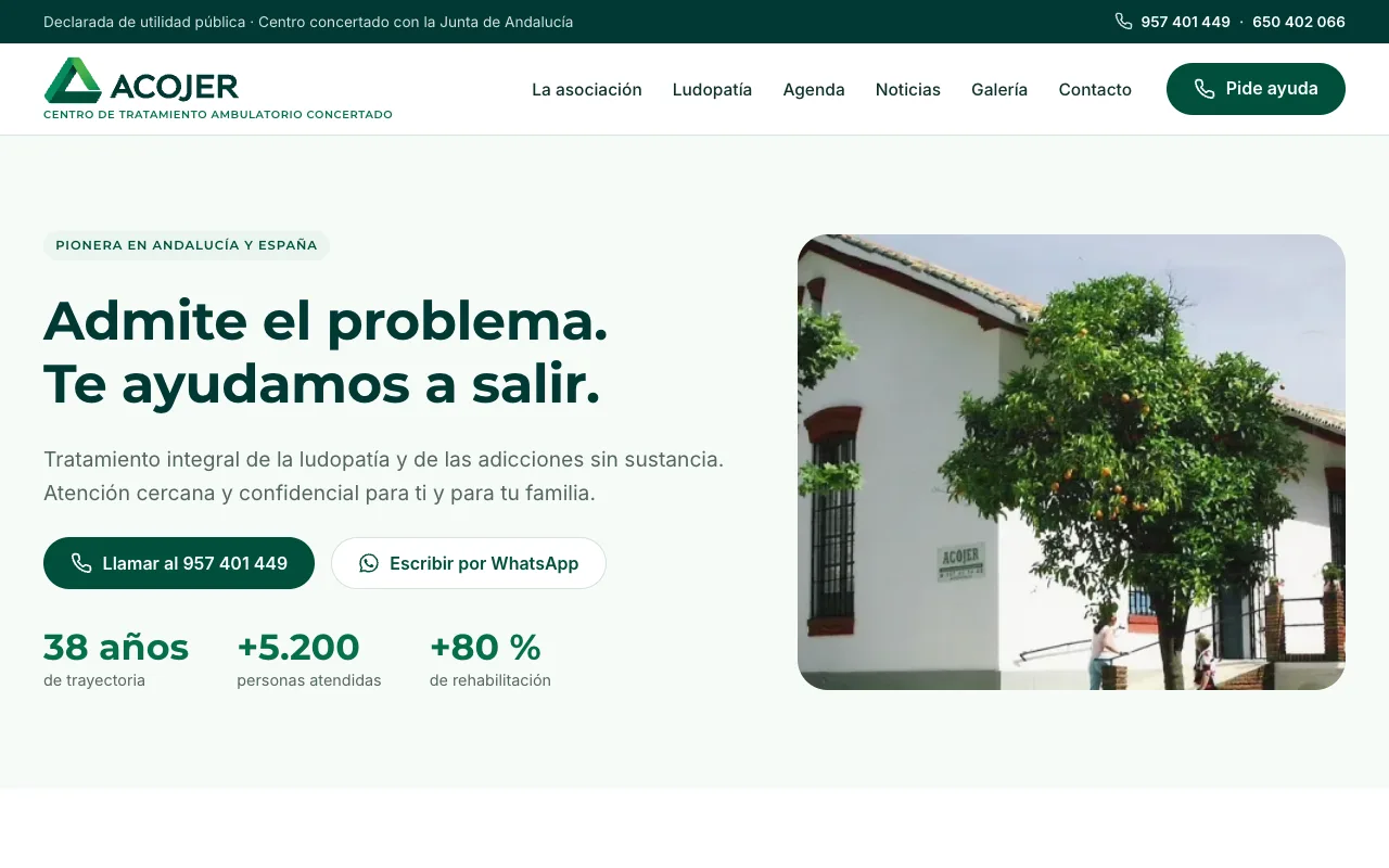 Portada de la web de ACOJER