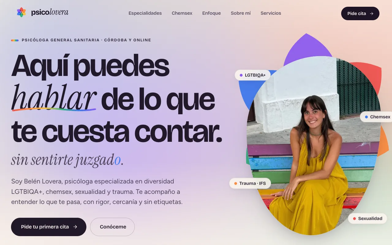 Portada de la web de Belén Lovera, psicóloga