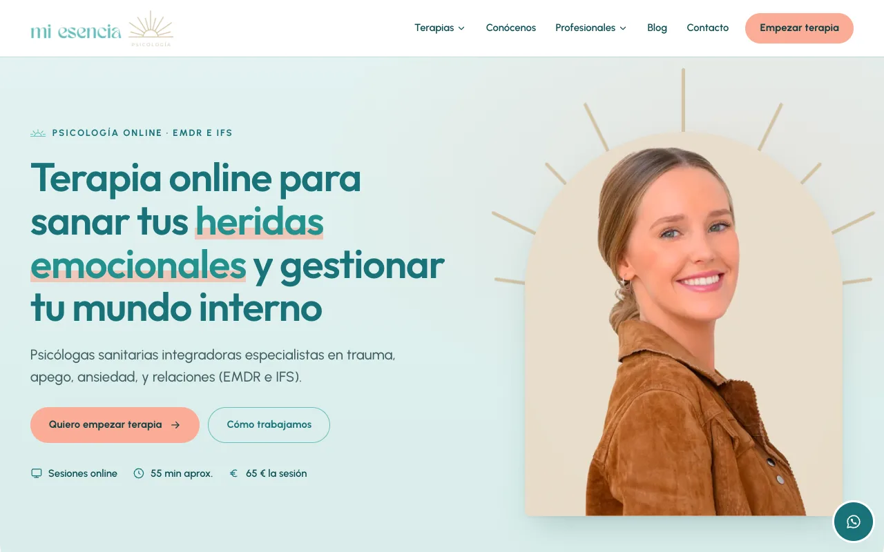 Portada de la web de Mi Esencia Psicología